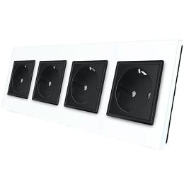Розетка чотиримісна з заземленням Livolo білий чорний скло (VL-C7C4EU-11/12)