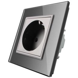 Розетка з заземленням Livolo 16А сірий скло (VL-C7C1EU-15)