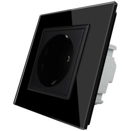 Розетка з заземленням Livolo 16А чорний скло (VL-C7C1EU-12)