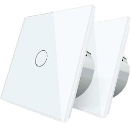 Комплект сенсорний прохідний димер Livolo білий скло (VL-C701H/C701H/S1B-11)