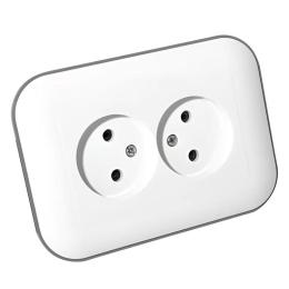 Розетка подвійна без заземлення LOFT білий/сірий