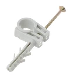 Обойма для труб і кабеля d 10-12мм з шурупом біла (уп.-100шт)