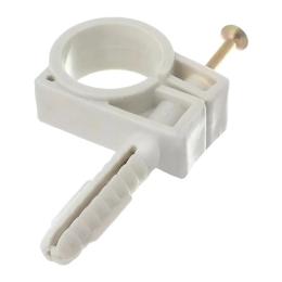 Обойма для труб і кабеля d 20-22 мм з шурупом 8*36 біла (уп.-50шт)