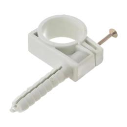 Обойма для труб і кабеля d 25-27мм з шурупом 8*36 біла (уп.-25шт)