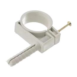 Обойма для труб і кабеля d 32-34мм з шурупом 8*36 біла (уп.-25шт)