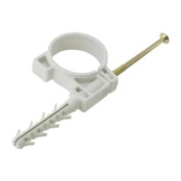 Обойма для труб і кабеля d 40мм з шурупом10х42 біла (уп.-25шт) WAVE