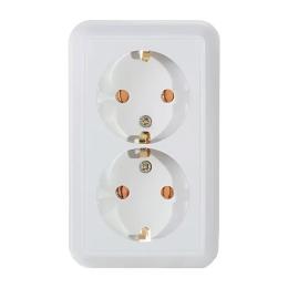 Розетка подвійна з заземленням 2РА16-У01 накладна АБС