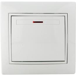 Вимикач одноклавішний з підсвіткою білий  ВВсб10-1-1-Fi-W АскоУкрем