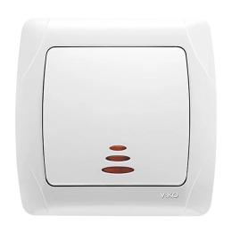 Вимикач одноклавішний з підсвіткою білий VIKO Carmen