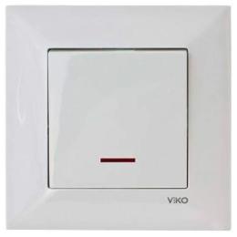 Вимикач одноклавішний з підсвіткою білий VIKO Meridian