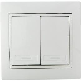 Вимикач двоклавішний білий ВВсб10-2-0-Fi-W АскоУкрем