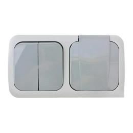 Вимикач двоклавішний та розетка із заземленням IP54 VIKO Palmiye