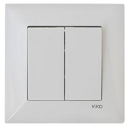 Вимикач двоклавішний білий VIKO Meridian