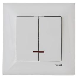 Вимикач двоклавішний з підсвіткою білий VIKO Meridian