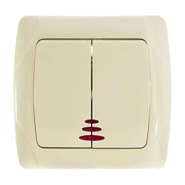 Вимикач двоклавішний з підсвіткою крем VIKO Carmen