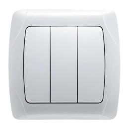 Вимикач трьохклавішний білий VIKO Carmen