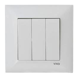 Вимикач триклавішний білий VIKO Meridian
