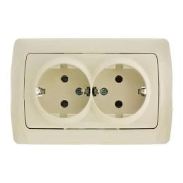 Розетка подвійна із заземленням крем VIKO Carmen