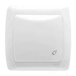 Розетка з заземленням, кришкою і захисними шторками біла VIKO Carmen