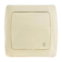 Розетка із заземленням, кришкою і захисними шторками крем VIKO Carmen