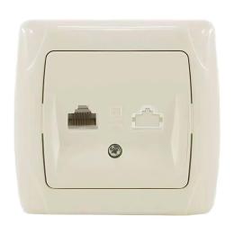Розетка комп'ютерна подвійна RJ45 CAT5e крем VIKO Carmen