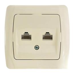 Розетка комп'ютерна-телефонна RJ45 CAT5e-RJ11 крем VIKO Carmen