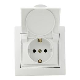 Розетка з заземленням і захисною кришкою біла РВбсб16-3-Fi-W АскоУкрем