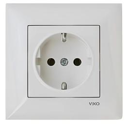 Розетка з заземленням біла VIKO Meridian