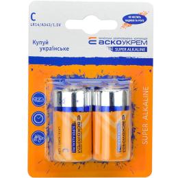 Батарейка лужна C, LR14 1,5В (блістер 2 шт) АскоУкрем