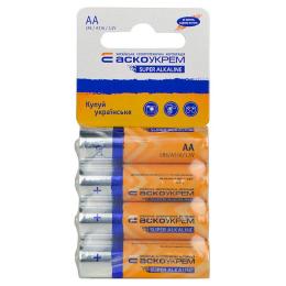 Батарейка лужна АА, LR6 1,5В (спайка 4 шт) АскоУкрем