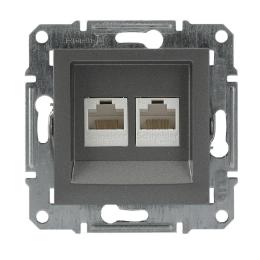 Розетка комп'ютерна 5eUTP подвійна без рамки сталь Asfora, EPH4400162