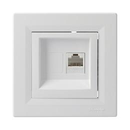 Розетка комп'ютерна одинарна RJ45 кат.6 UTP біла Asfora, EPH4700121