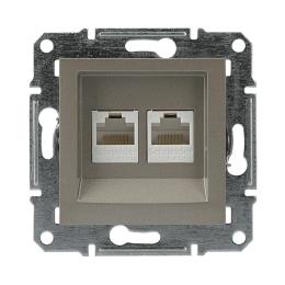 Розетка комп'ютерна 5eUTP подвійна без рамки бронза Asfora, EPH4400169