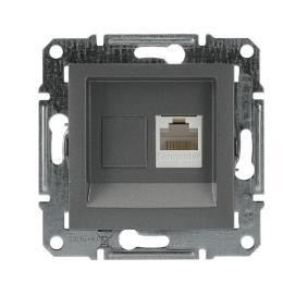 Розетка комп'ютерна без рамки сталь Asfora, EPH4300162