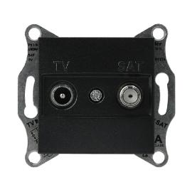 Розетка TV-SAT крайова без рамки антрацит Asfora, EPH3400171