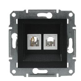 Розетка телефонна подвійна без рамки антрацит Asfora, EPH4200171