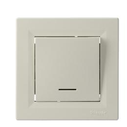 вимикач 1-клавішний з підсвіткою кремовий Asfora, EPH1400123