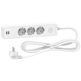 Подовжувач Schneider Electric ST943U1W на 3 місця і 2хUSB (1,5м) білий
