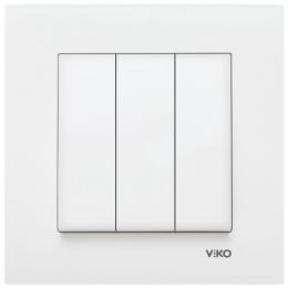 Вимикач трьохклавішний білий VIKO KARRE