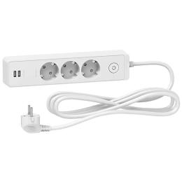 Подовжувач Schneider Electric ST943U3W на 3 місця і 2хUSB (3м) білий