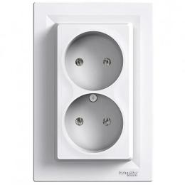 Розетка подвійна без заземлення біла Asfora