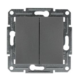 Перемикач 2-клавішний без рамки сталь Asfora, EPH0600162