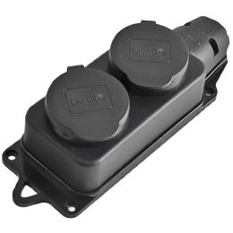 Колодка 2 гнізда з заземенням каучукова LMA061 Лемансо