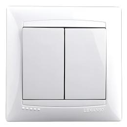 Вимикач 2 клавішний білий Lemanso Сакура LMR1005