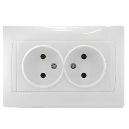 Розетка подвійна без заземлення біла Lemanso Сакура LMR1022