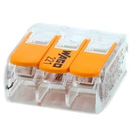 Клема на 3 дроти WAGO з натискними важелями (221-413)