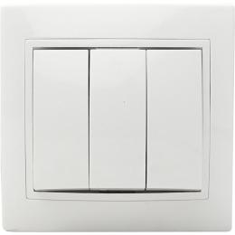 Вимикач трьохклавішний білий ВВсб10-3-0-Fi-W АскоУкрем