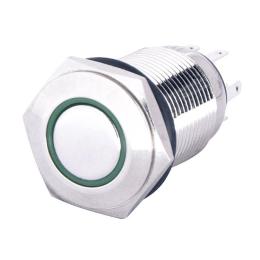 Кнопка металева TYJ 16-261, 1NO+1NC, с подсвіткою зелена 220V АскоУкрем