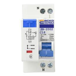 Диференціальний автоматичний вимикач ДВ-2002 16А 30мА 1+Нп. АскоУкрем