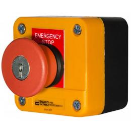 Пост керування XAL-J184 1NC 1-місний аварійний стоп, ключ, жовтий корпус АскоУкрем